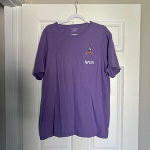 Oversized purple NASA pocket tee with embroidered details